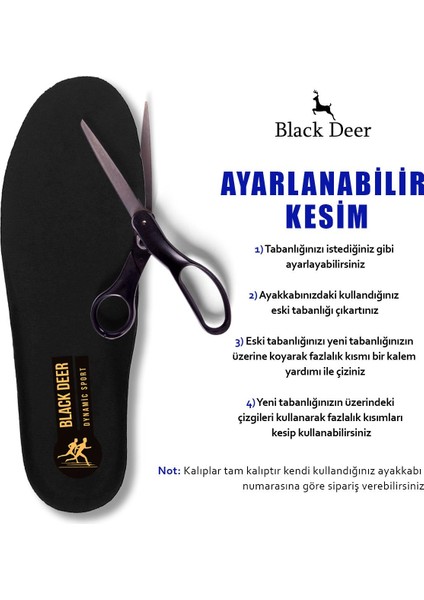 Black Deer Dynamic  Ayakkabı Iç Tabanı ,Spor Tabanlık,Ayakkabı Tabanlığı,Erkek,Kadın, Sport Siyah