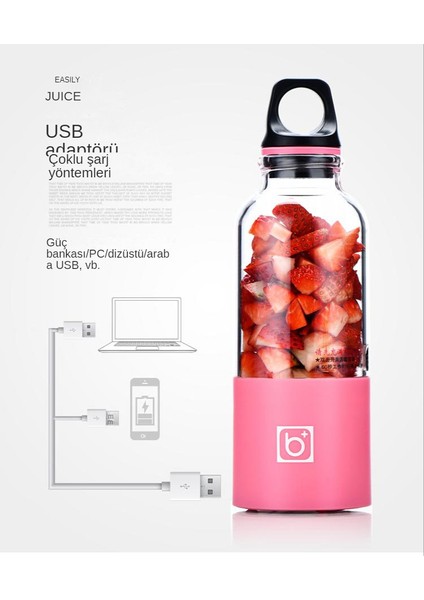 Taşınabilir Elektrikli Smoothie Blender - Mavi (Yurt Dışından)