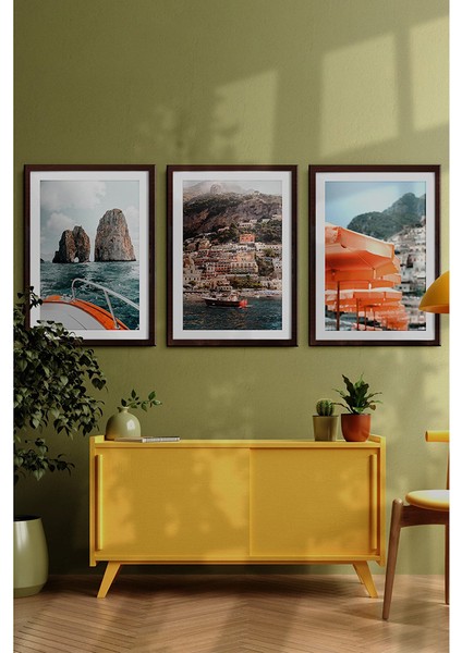 Çerçeveli Tablo Dekorasyon Ev Dekoru Modern Sanat Sahil Baskısı Italya Duvar Sanatı Plaj Tatil ÖZC-453