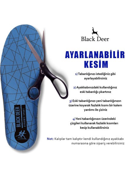 Black Deer Dynamic  Ayakkabı Iç Tabanı ,Spor Tabanlık,Ayakkabı Tabanlığı,Erkek,Kadın Triangle Mavi