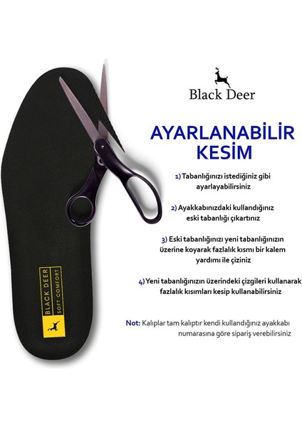 Black Deer  X15 Yumuşak Ortopedik Tabanlık,Rahat Tabanlık,Konfor Tabanı,Spor Tabanlığı,Erkek,Kadın, Siyah