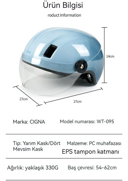 Pangolin Outdoors Yarım Motosiklet Kaskı - Açık Mavi (Yurt Dışından)