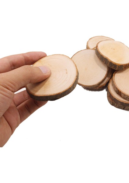 10PCS Ahşap Dilimler Diy Boyama Parti Dekoru Için Yuvarlak Şekilli Süsleme