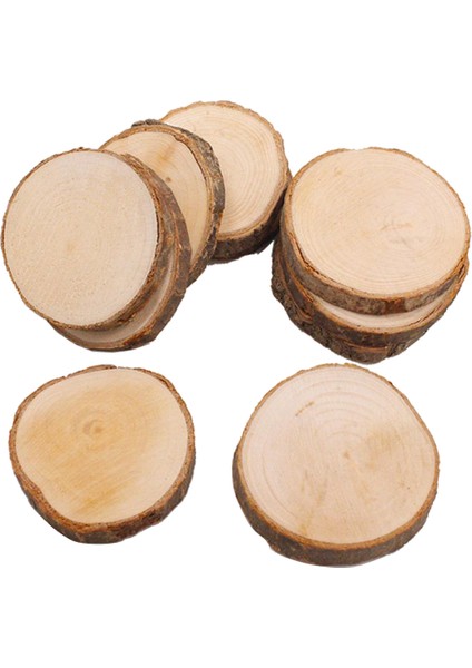 10PCS Ahşap Dilimler Diy Boyama Parti Dekoru Için Yuvarlak Şekilli Süsleme