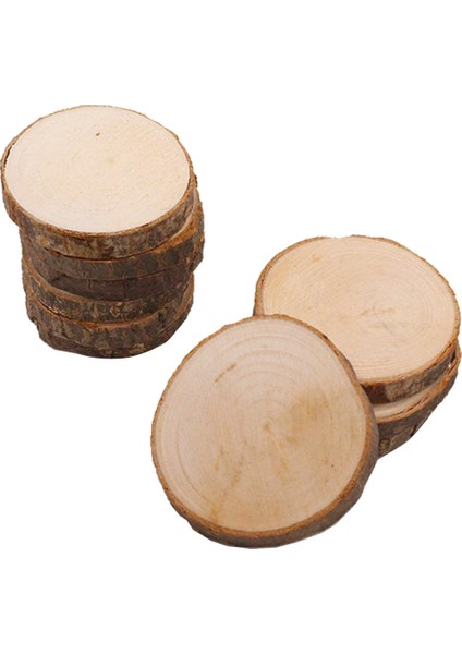10PCS Ahşap Dilimler Diy Boyama Parti Dekoru Için Yuvarlak Şekilli Süsleme