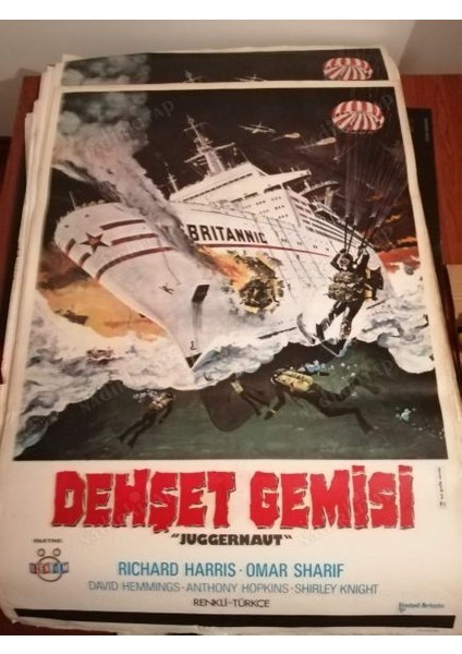 Juggernaut - Dehşet Gemisi - Omar Sherıf - Anthony Hopkıns  - 70X100 cm Ebatlarında Film Afişi