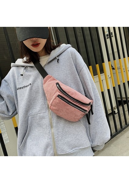 Shenzhen Xin Xin Kadife Fermuarlı Bel Çantası - Pembe - Pembe (Yurt Dışından)