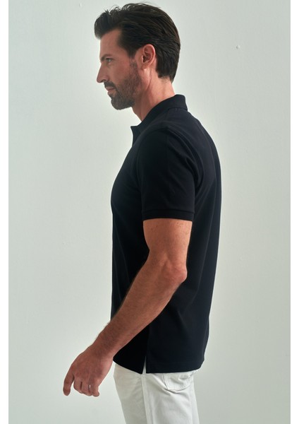 Regular Fit Balenli Yaka Basic Siyah Erkek T-Shirt TS22Y22013_D99