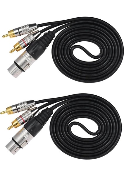 2x 2 Rca Erkek - Xlr 3 Pin Kadın Hoparlör Kablo Adaptörü (Yurt Dışından)