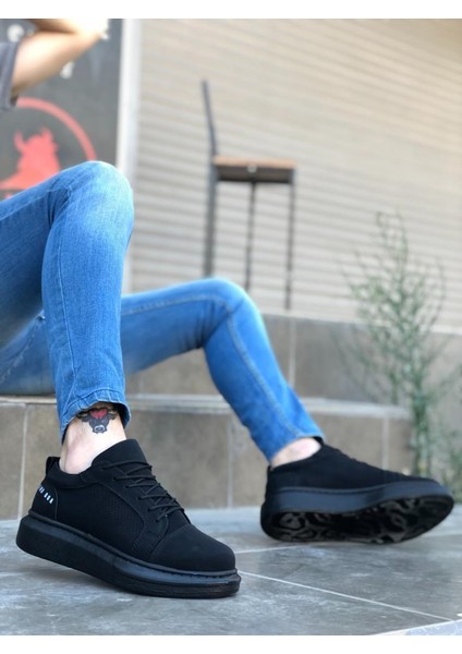 Bpm BA0548 Boa Kalın Yüksek Siyah Taban Siyah Bağcıklı Spor Erkek Ayakkabı