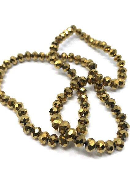 6 mm Basık Kristal Cam Boncuk Kaplama Gold Renk
