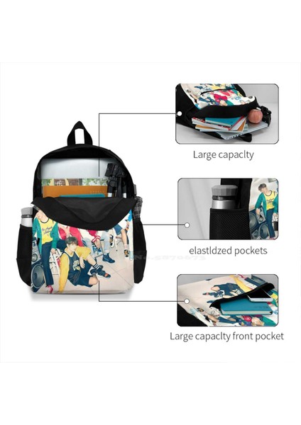 Büyük Kapasiteli Moda Bangtan Jimin Suga Jungkook Jin Rapmon Jhope Sırt Çantası (Yurt Dışından)