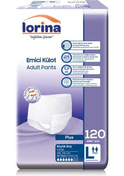 Emici Külot Yetişkin Hasta Bezi Large 120 Adet