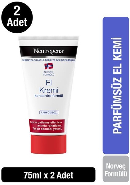 Norveç Formülü El Kremi Parfümsüz 75 Ml X 2 Adet