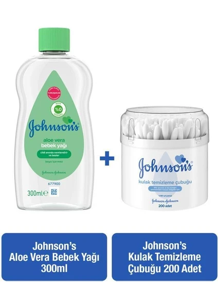 Johnson' Aloe Vera Bebek Yağı + Kulak Temizleme Çubuğu 200 lü