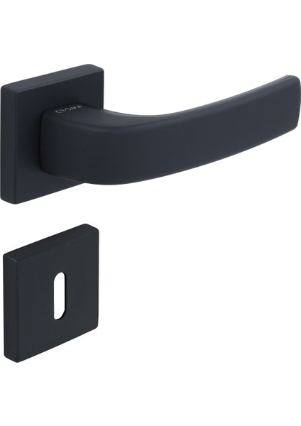 Croma Pera Siyah Zamak Kare Rozetli Lüks Oda Kapı Kolu