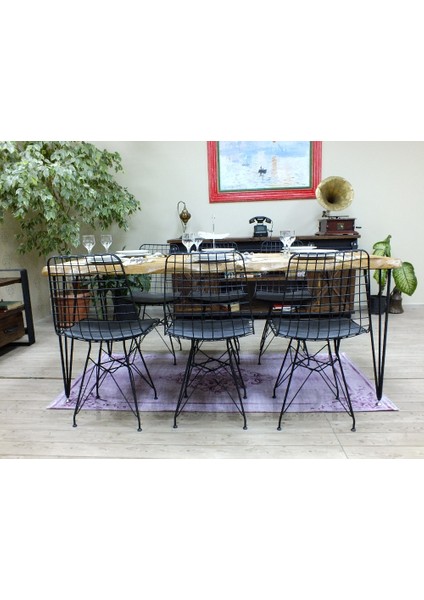 Doğal Ahşap Sandalyeli Masa TAKIMI(85CM-125CM Masa+4 Sandalye)