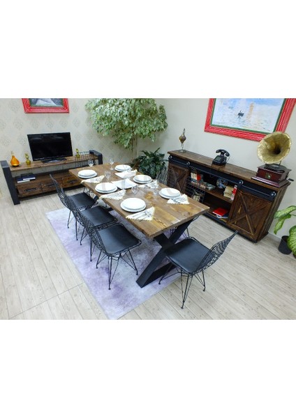 Doğal Ahşap Sandalyeli Masa TAKIMI(85CM-125CM Masa+4 Sandalye) fırsatları