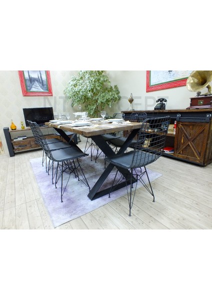 Doğal Ahşap Sandalyeli Masa TAKIMI(85CM-125CM Masa+4 Sandalye) indirimleri