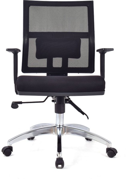 Riva Siyah Krom Çalışma Koltuğu Ofis Koltuğu