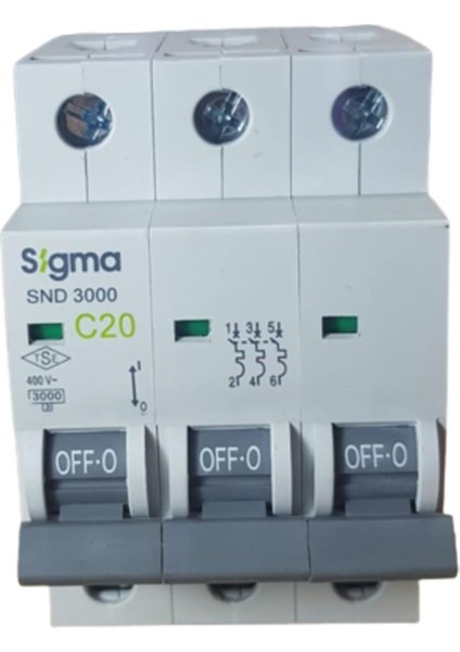 3X20A C/3ka W Otomatik Sigorta (4lü) Sigma