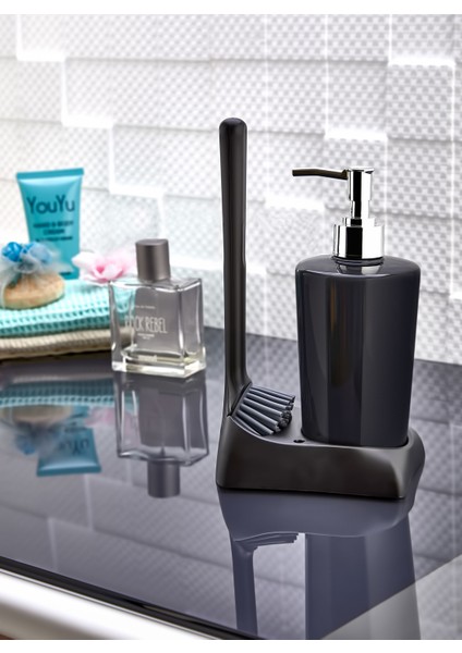 Sıvı Sabunluk Standı Tezgah Lavabo Banyo Mutfak Sabunluk Takımı Seti