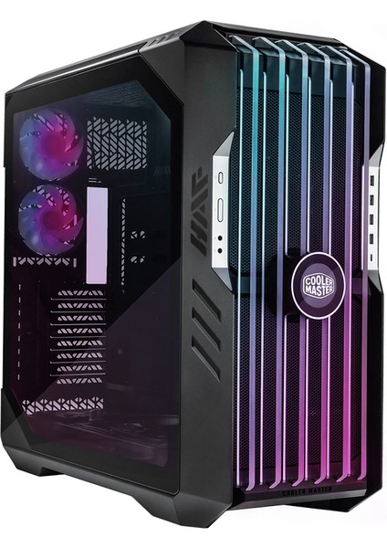 Coolermaster HAF700 Evo Tempered Glass Argb Ledli LCD Ekran Mesh Ön Panel, Titanyum Gri Renkli Fulltower Kasa