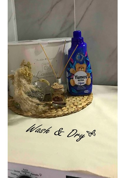 Krem Çamaşır Makine Örtüsü Wash&dry Baskılı