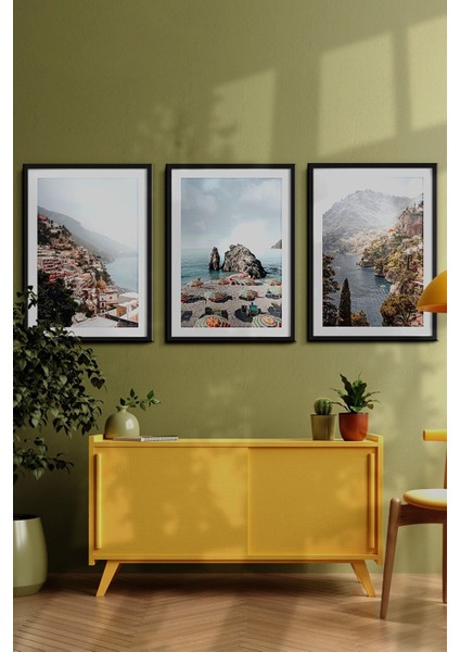 Çerçeveli Tablo Dekorasyon Ev Dekoru Modern Sanat Sahil Baskısı Italya Duvar Sanatı Plaj Tatil ÖZC-454