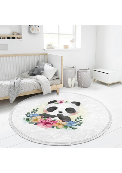 Sevimli Bebek Panda Çocuk & Genç Odası Makinede Yıkanabilir Kaymaz Tabanlı Püsküllü Yuvarlak Çocuk Halısı fiyatları