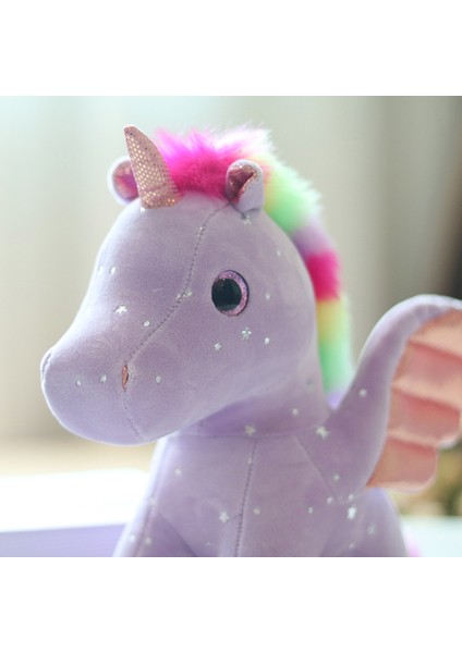 28CM Gökkuşağı Yıldızlı Gökyüzü Kanat Unicorn Peluş Oyuncak