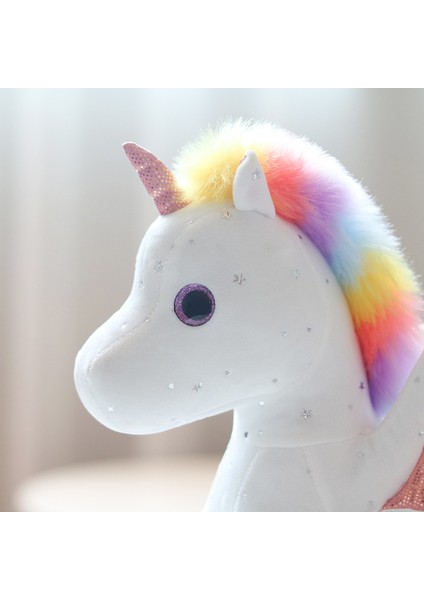 28CM Gökkuşağı Yıldızlı Gökyüzü Kanat Unicorn Peluş Oyuncak (Yurt Dışından)