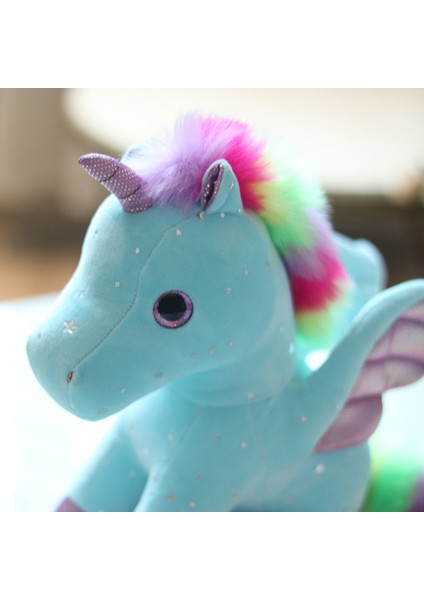 28CM Gökkuşağı Yıldızlı Gökyüzü Kanat Unicorn Peluş Oyuncak