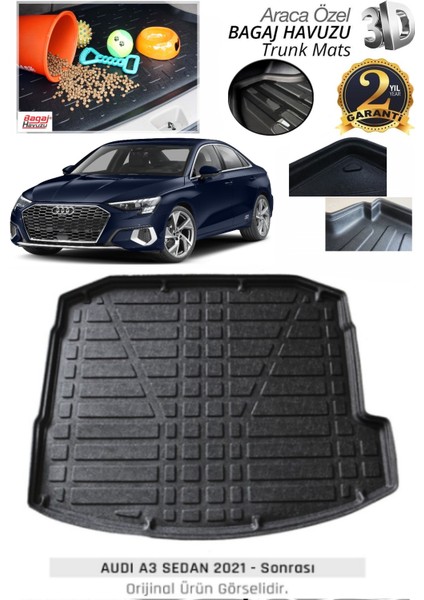 Bagaj Havuzu Audi A3 Sedan 2021-2022 Tam Uyumlu 3D