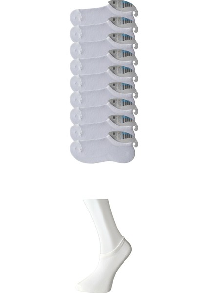 Beyaz Erkek Görünmez Çorap 9 Çift