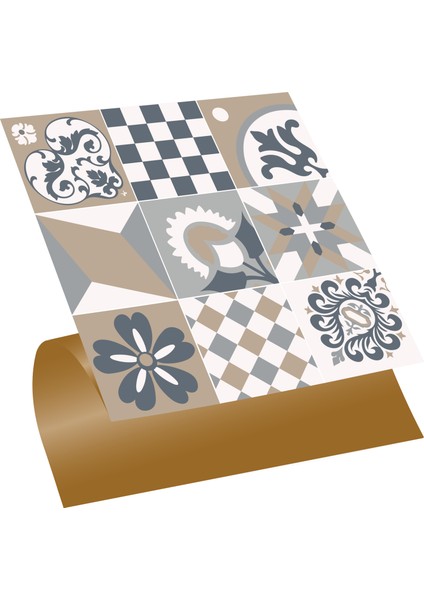 Kendinden Yapışkanlı Karma Kahve Desenli Pvc Karo 30X30 cm (11 Adet) 1m2