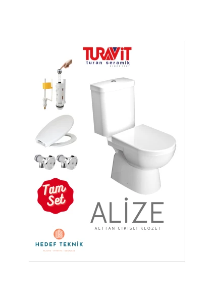 Alize Alttan Çıkışlı Klozet+ Rezervuar +Iç Takım+ Yavaş Kapanır Kapak(Herşey Dahil)