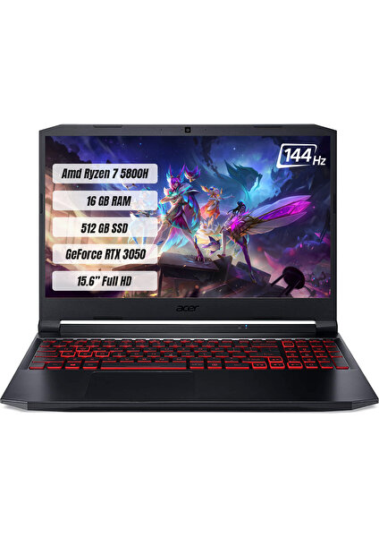 Nitro 5 AN515-45 Amd Ryzen 7 5800H 16 GB 512 GB SSD Rtx 3050 Freedos 15.6" FHD 144 Hz Taşınabilir Bilgisayar NH.QBAEY.007