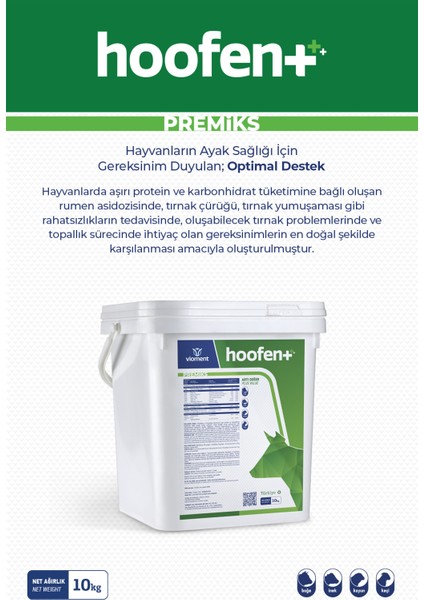 Hoofent 10 Kg - Tırnak Problemlerinde; Optimal Destek - Tırnak Destekleyici, İnek, Boğa, Koyun, Keçi, Premiks, Yem Katkı, fiyatları