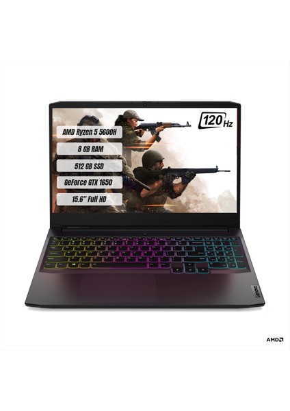 IdeaPad Gaming 3 AMD Ryzen 5 5600H 8GB 512GB SSD GTX1650 Freedos 15.6" 120 Hz FHD Taşınabilir Bilgisayar 82K200K3TX fiyatları