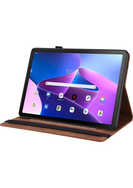 Lenovo Tab M10 10.1 3rd Gen Için Kapaklı Tablet Kılıfı - Kahverengi (Yurt Dışından)