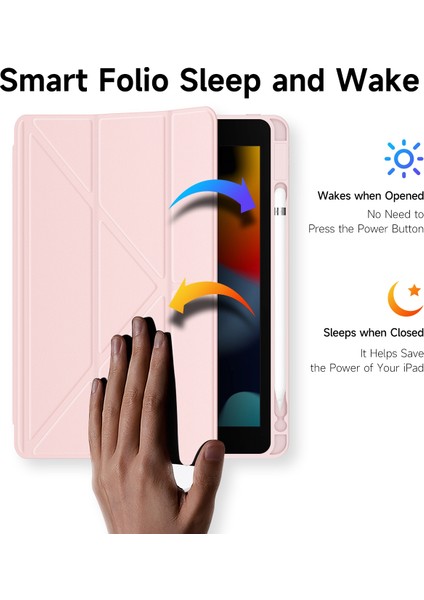 Ipad 10.2 2019/2020/2021 Için Kapaklı Tablet Kılıfı - Pembe (Yurt Dışından)