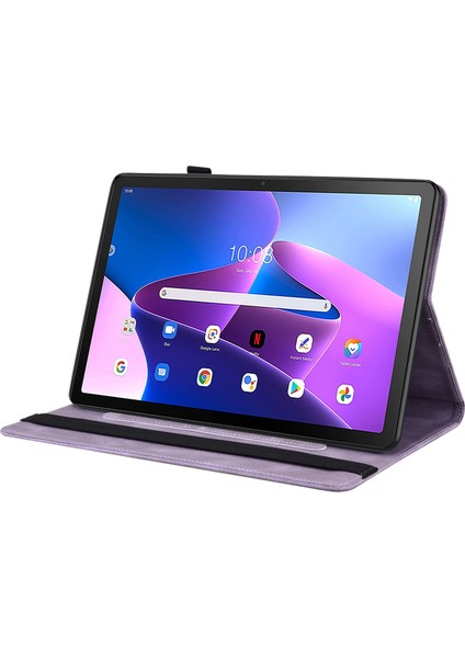 Lenovo Tab M10 10.1 3rd Gen Için Kapaklı Tablet Kılıfı - Mor (Yurt Dışından)