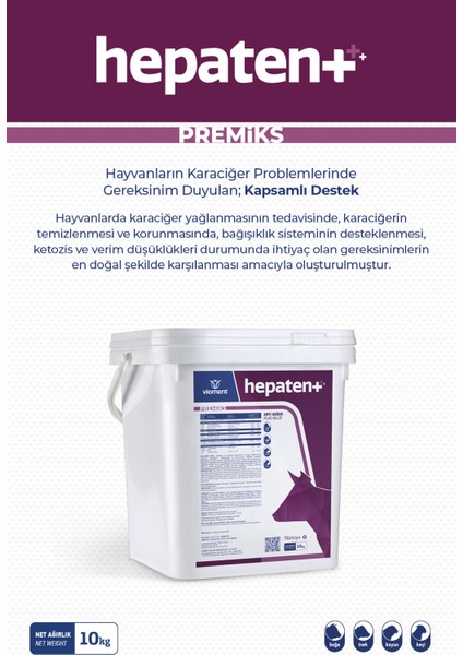 Hepatent 10 Kg - Karaciğer Problemlerinde; Kapsamlı Destek - Karaciğer Destekleyici, İnek, Boğa, Koyun, Keçi, Premiks, Yem Katkı, fiyatları