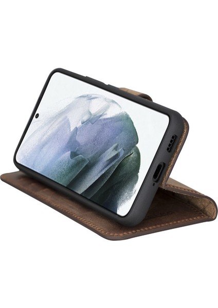 Samsung Galaxy S22 Uyumlu Deri Cüzdanlı Kılıf G2 Kahve indirimleri