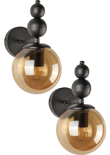 Sonsuz Aplik 2 Adet Siyah Bal Cam