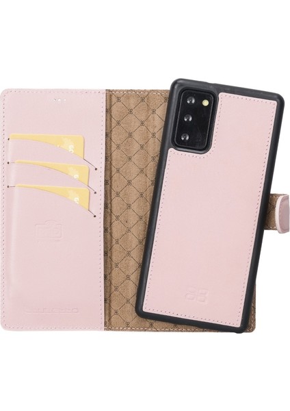 Samsung Galaxy Note 20 Uyumlu Deri Cüzdanlı Kılıf Nu2 Pembe fiyatları