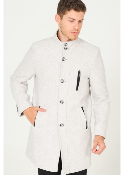 PLT8386 Dewberry Erkek Palto-Diagonal Gri-Krem modelleri