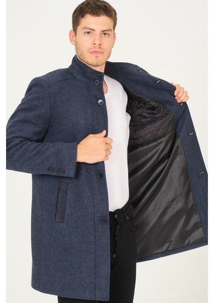 PLT8386 Dewberry Erkek Palto-Diagonal Lacivert