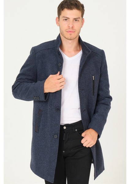 PLT8386 Dewberry Erkek Palto-Diagonal Lacivert indirimleri